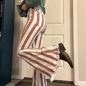 Orange and white striped bell bottoms